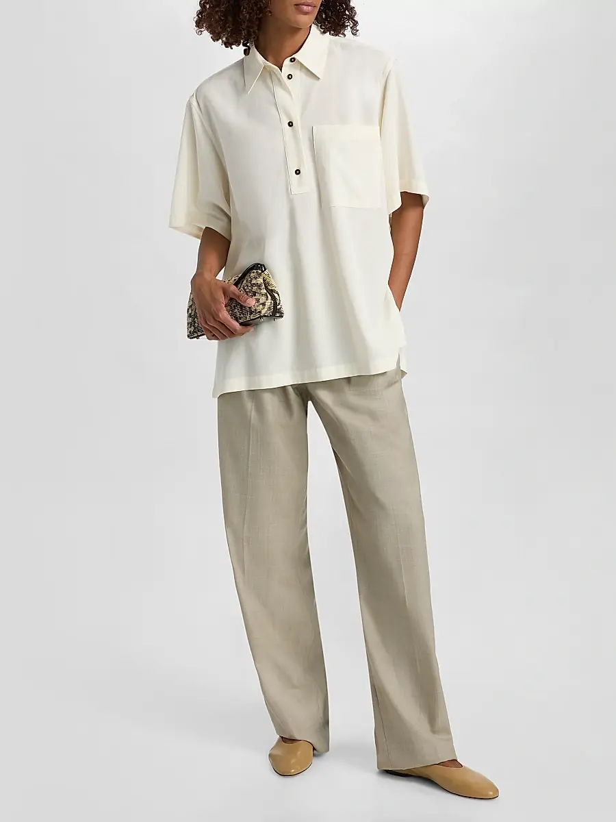 TOTEME Women's Fluid Polo Shirt | Thumbnail 2 TOTEME Women's Fluid Polo Shirt | Thumbnail 2