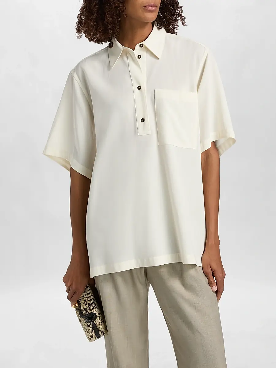 TOTEME Women's Fluid Polo Shirt | Thumbnail 3 TOTEME Women's Fluid Polo Shirt | Thumbnail 3