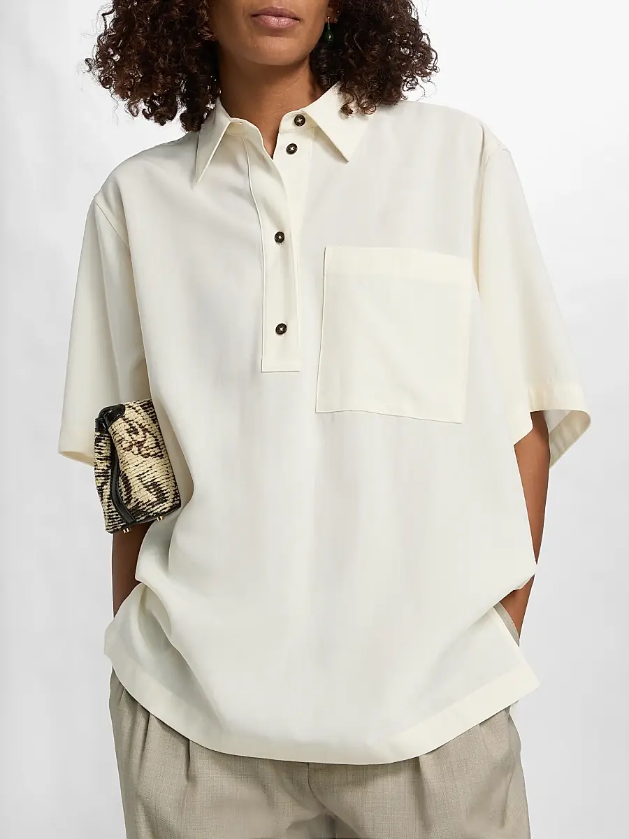 TOTEME Women's Fluid Polo Shirt | Thumbnail 6 TOTEME Women's Fluid Polo Shirt | Thumbnail 6