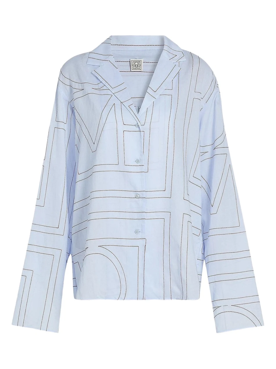 TOTEME Women's Monogram Cotton-Blend Pajama-Style Top