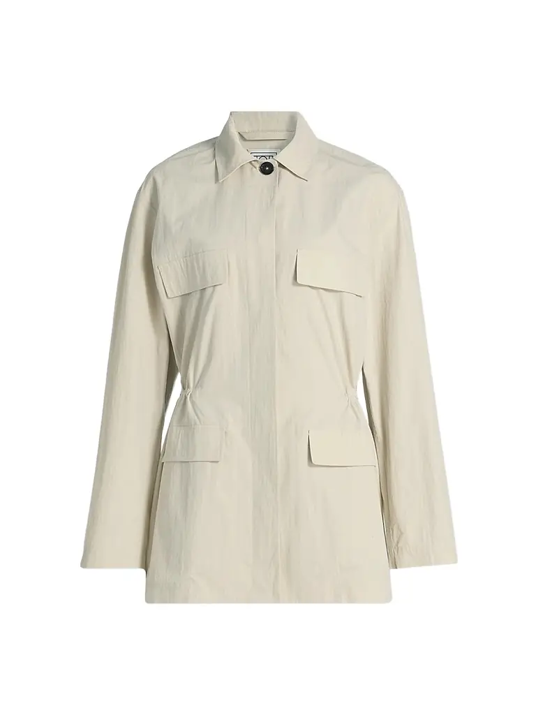 Toteme Women's Collared Drawstring Jacket - Oyster | Image 1 Toteme Women's Collared Drawstring Jacket - Oyster | Image 1