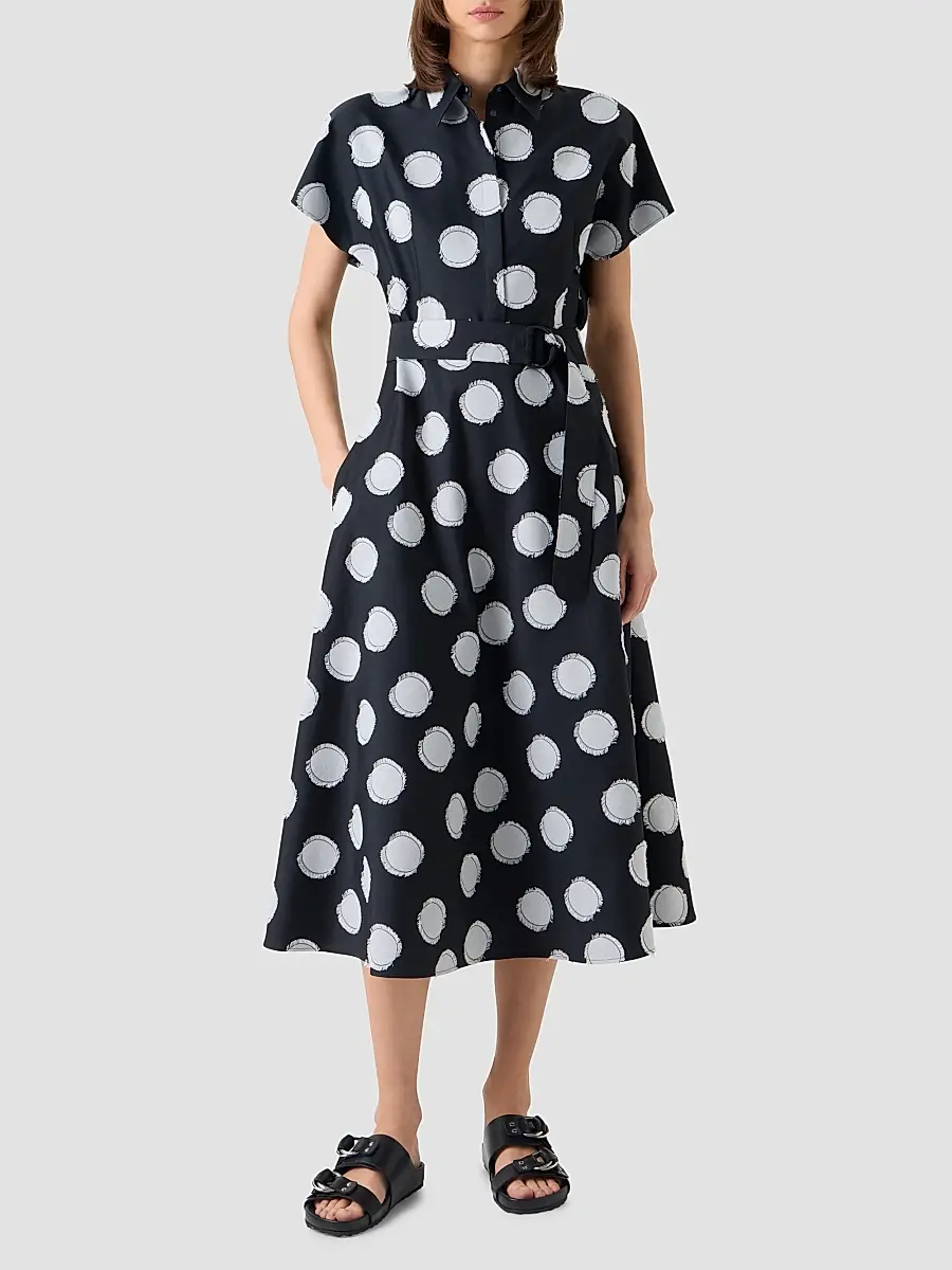 Akris punto Women's Fringed Polka Dot Jacquard Midi Shirtdress | Thumbnail 2