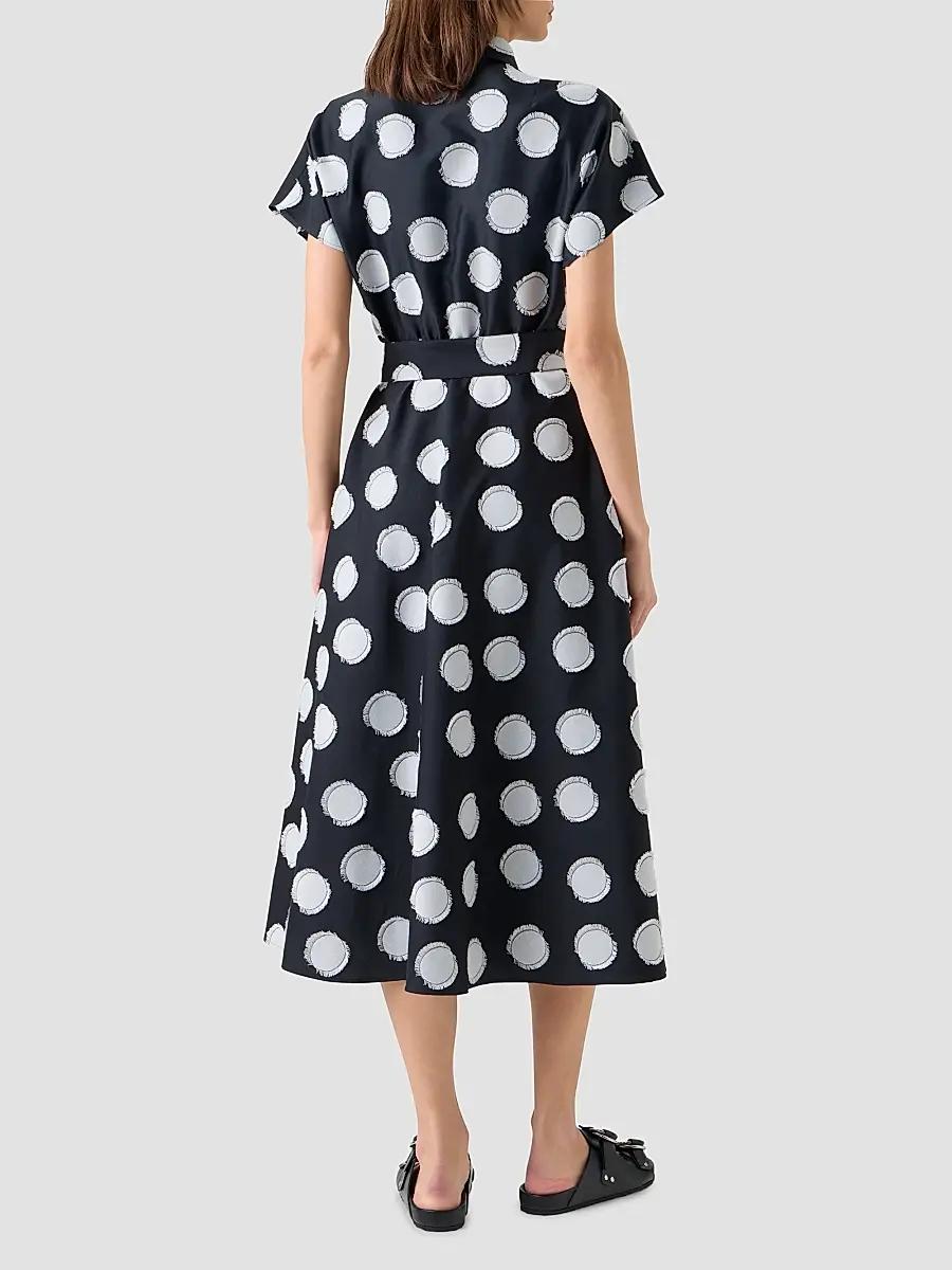 Akris punto Women's Fringed Polka Dot Jacquard Midi Shirtdress | Thumbnail 3