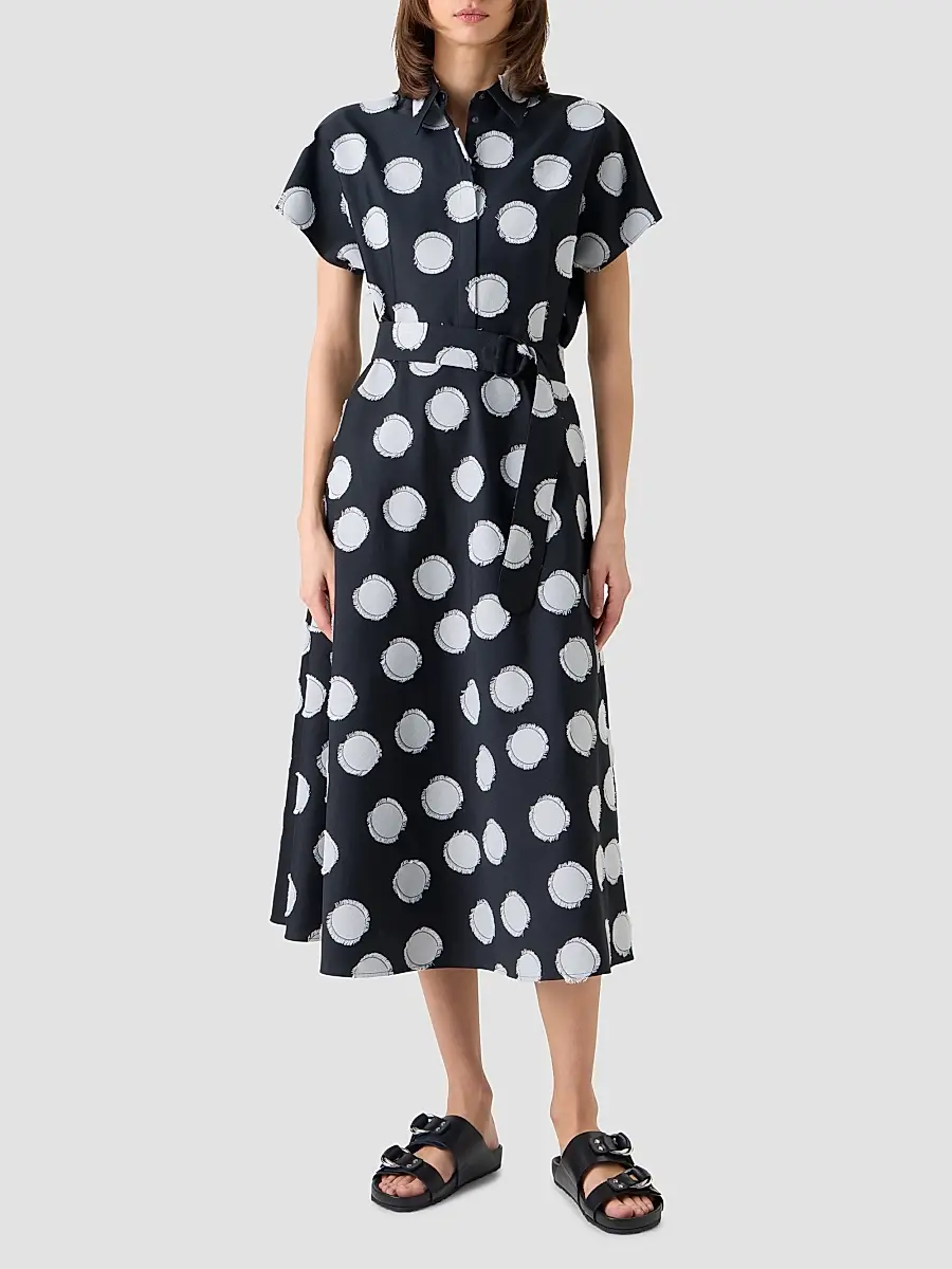 Akris punto Women's Fringed Polka Dot Jacquard Midi Shirtdress | Thumbnail 4