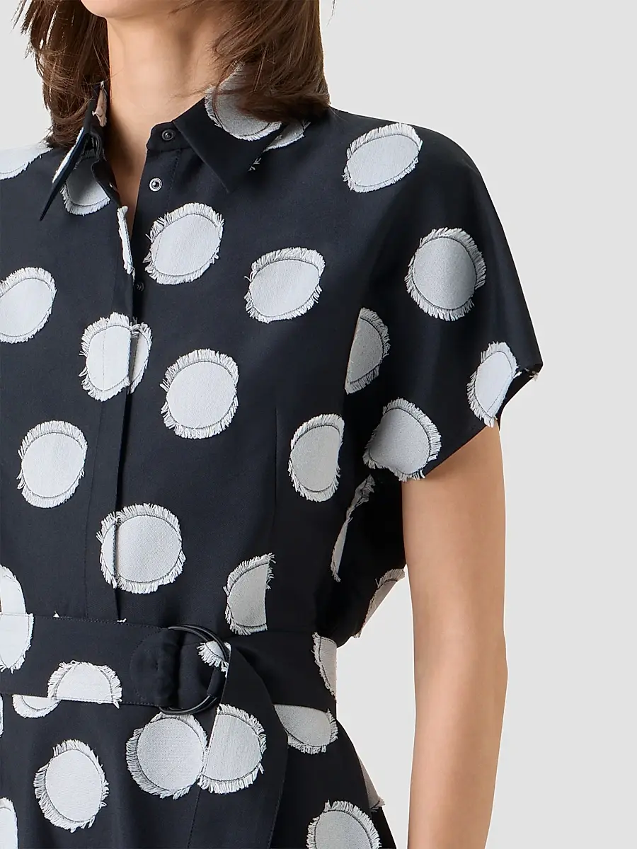 Akris punto Women's Fringed Polka Dot Jacquard Midi Shirtdress | Thumbnail 5