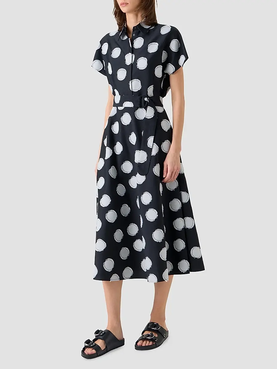 Akris punto Women's Fringed Polka Dot Jacquard Midi Shirtdress | Thumbnail 6