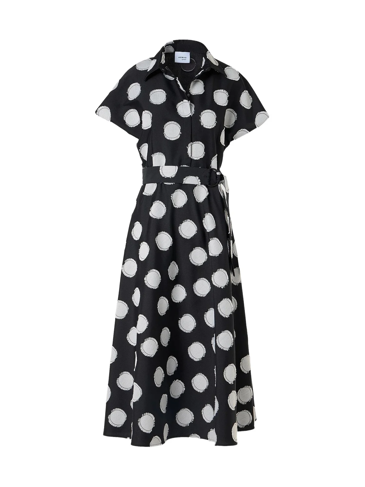 Akris punto Women's Fringed Polka Dot Jacquard Midi Shirtdress