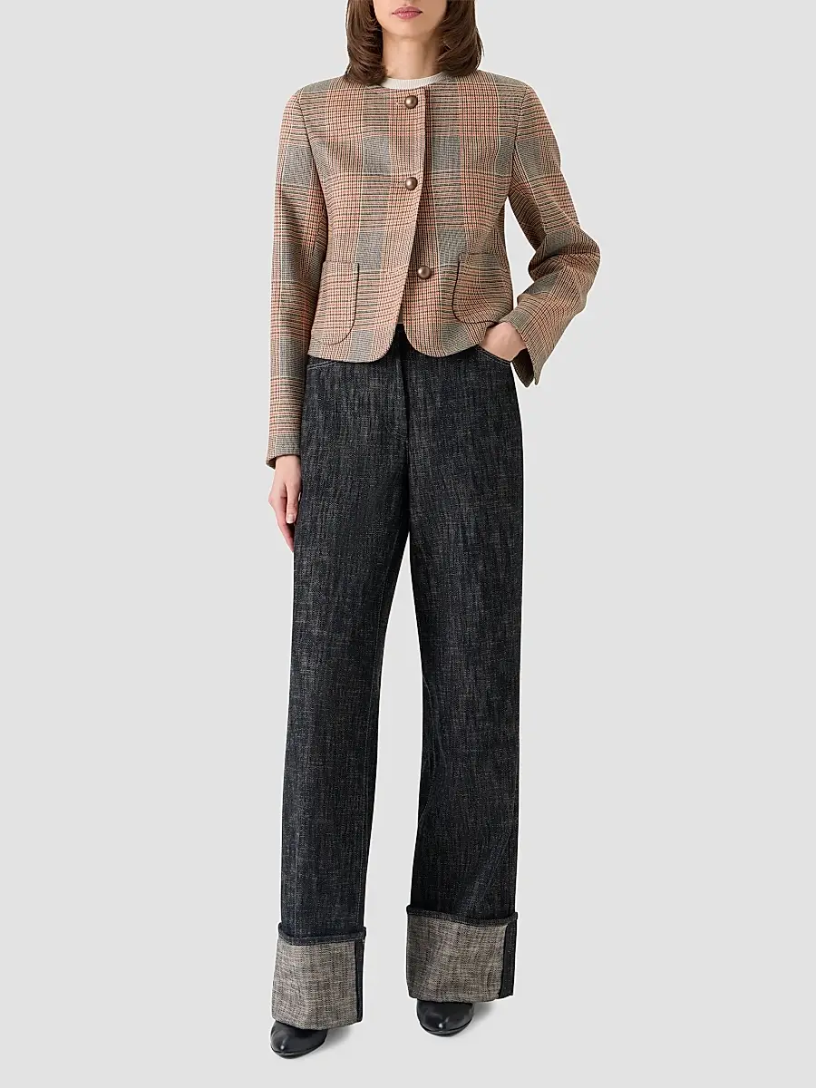 Akris punto Women's Glen Check Virgin Wool-Blend Jacket | Thumbnail 2 Akris punto Women's Glen Check Virgin Wool-Blend Jacket | Thumbnail 2