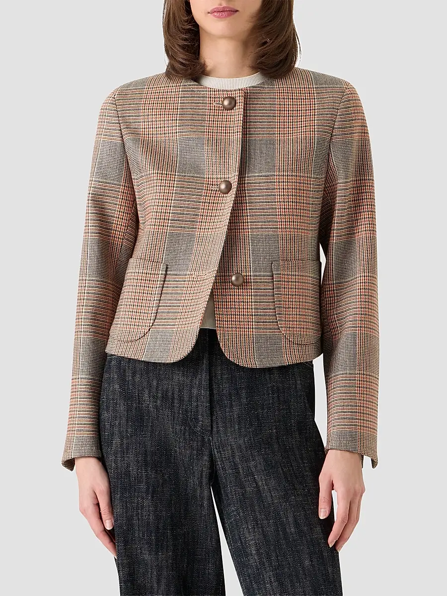 Akris punto Women's Glen Check Virgin Wool-Blend Jacket | Thumbnail 4 Akris punto Women's Glen Check Virgin Wool-Blend Jacket | Thumbnail 4