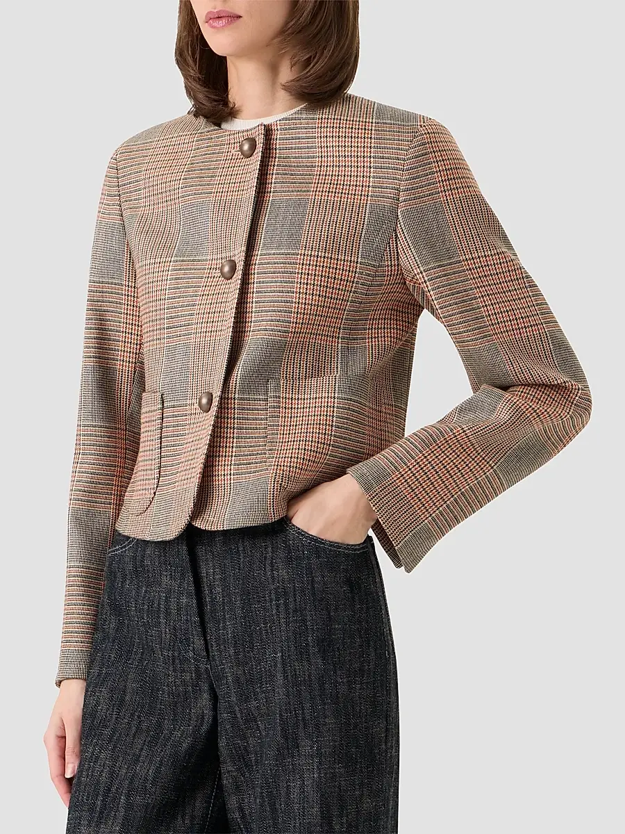 Akris punto Women's Glen Check Virgin Wool-Blend Jacket | Thumbnail 6 Akris punto Women's Glen Check Virgin Wool-Blend Jacket | Thumbnail 6