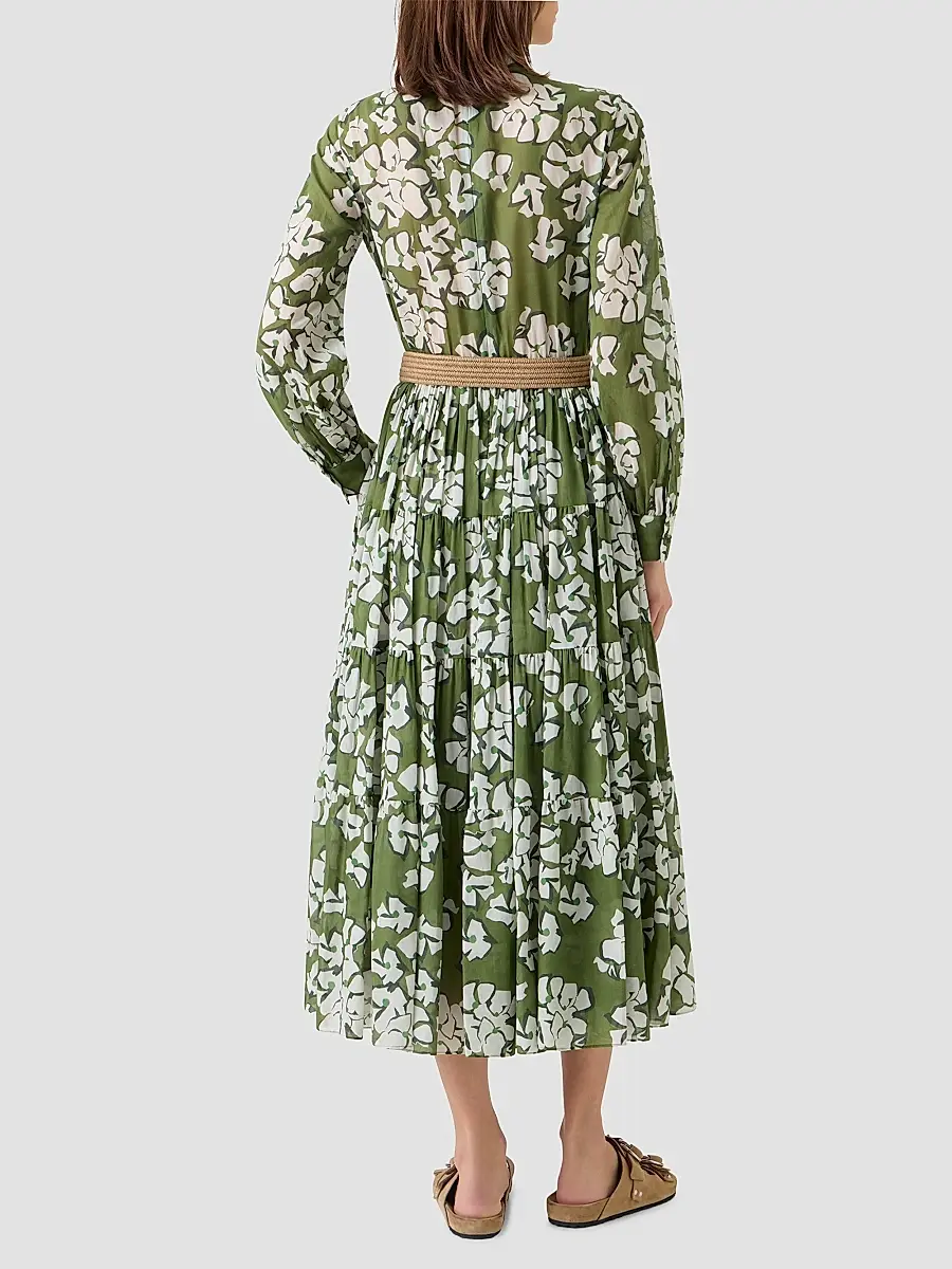 Akris punto Women's Floral Cotton Belted Midi Dress | Thumbnail 3 Akris punto Women's Floral Cotton Belted Midi Dress | Thumbnail 3