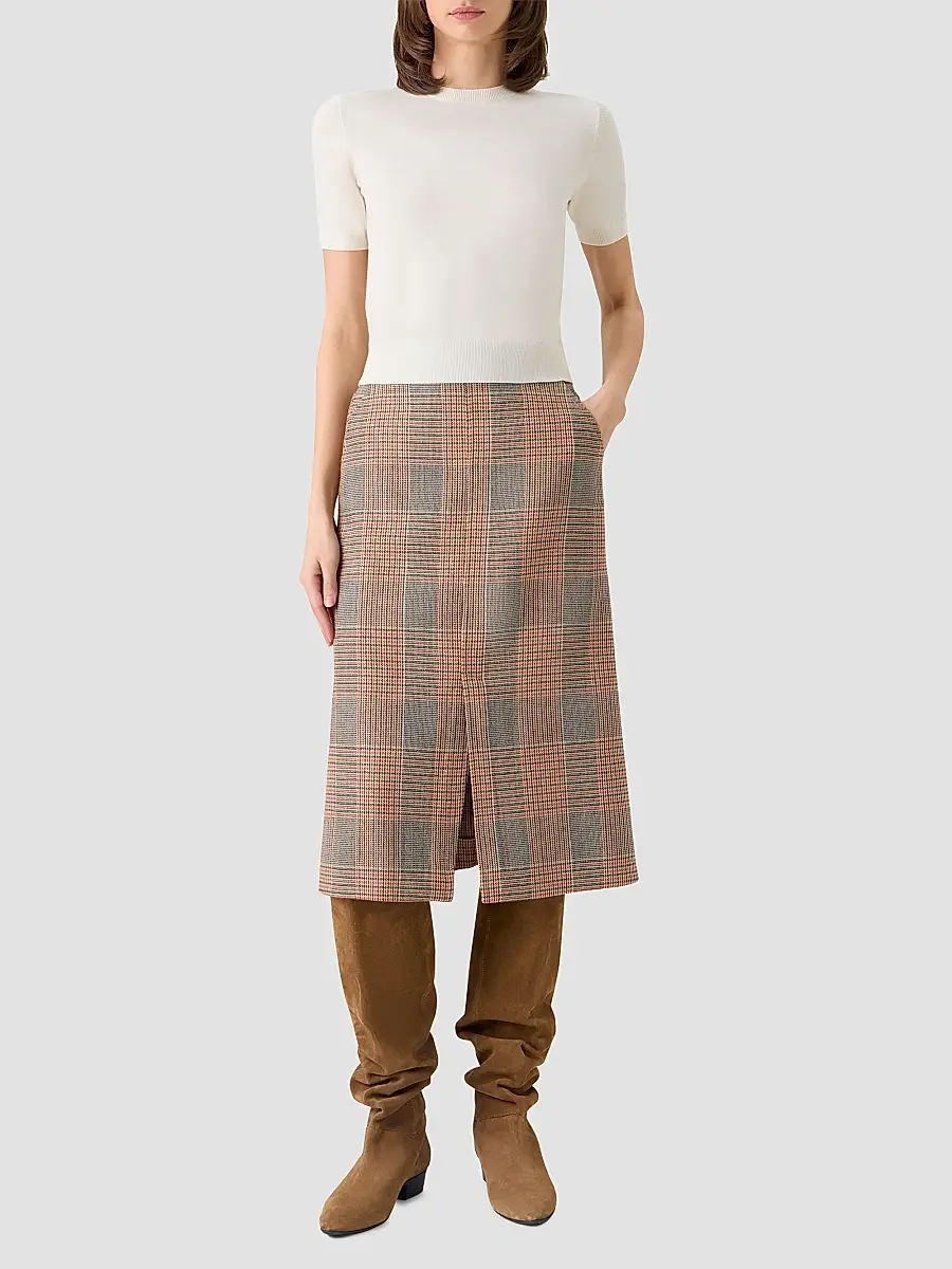 Akris punto Women's Chiaro Glen Check Wool-Blend Midi Skirt | Thumbnail 2 Akris punto Women's Chiaro Glen Check Wool-Blend Midi Skirt | Thumbnail 2