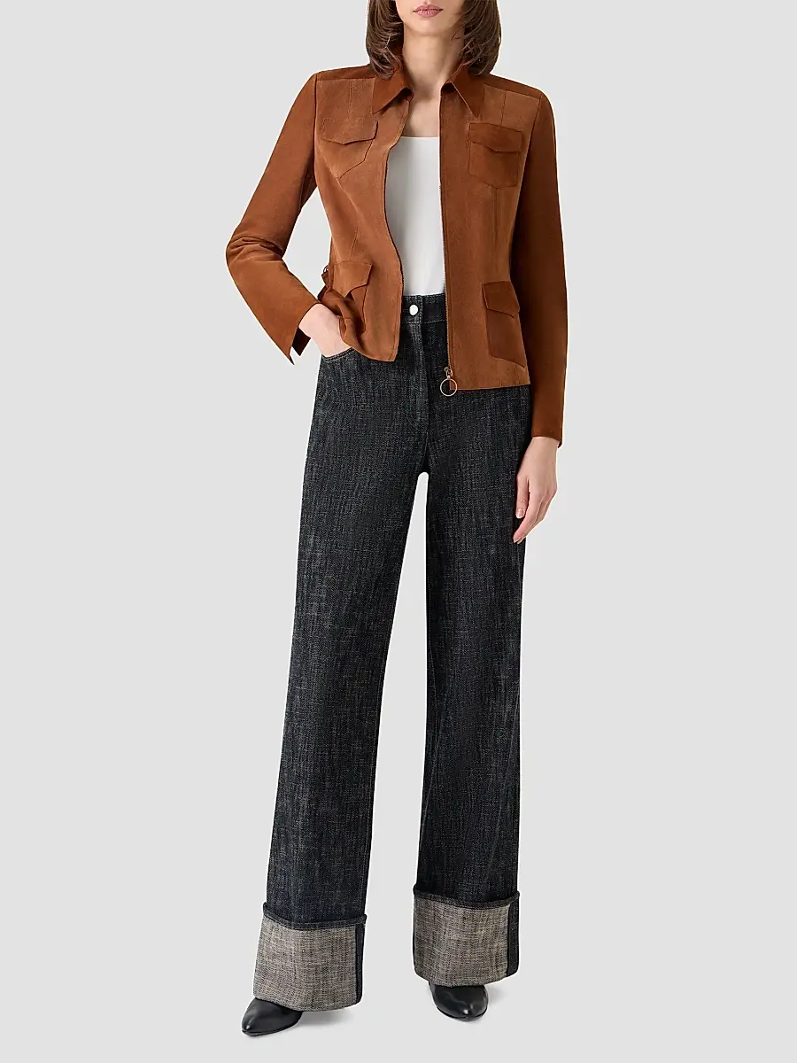 Akris punto Women's Point Collar Suede Jacket | Thumbnail 2