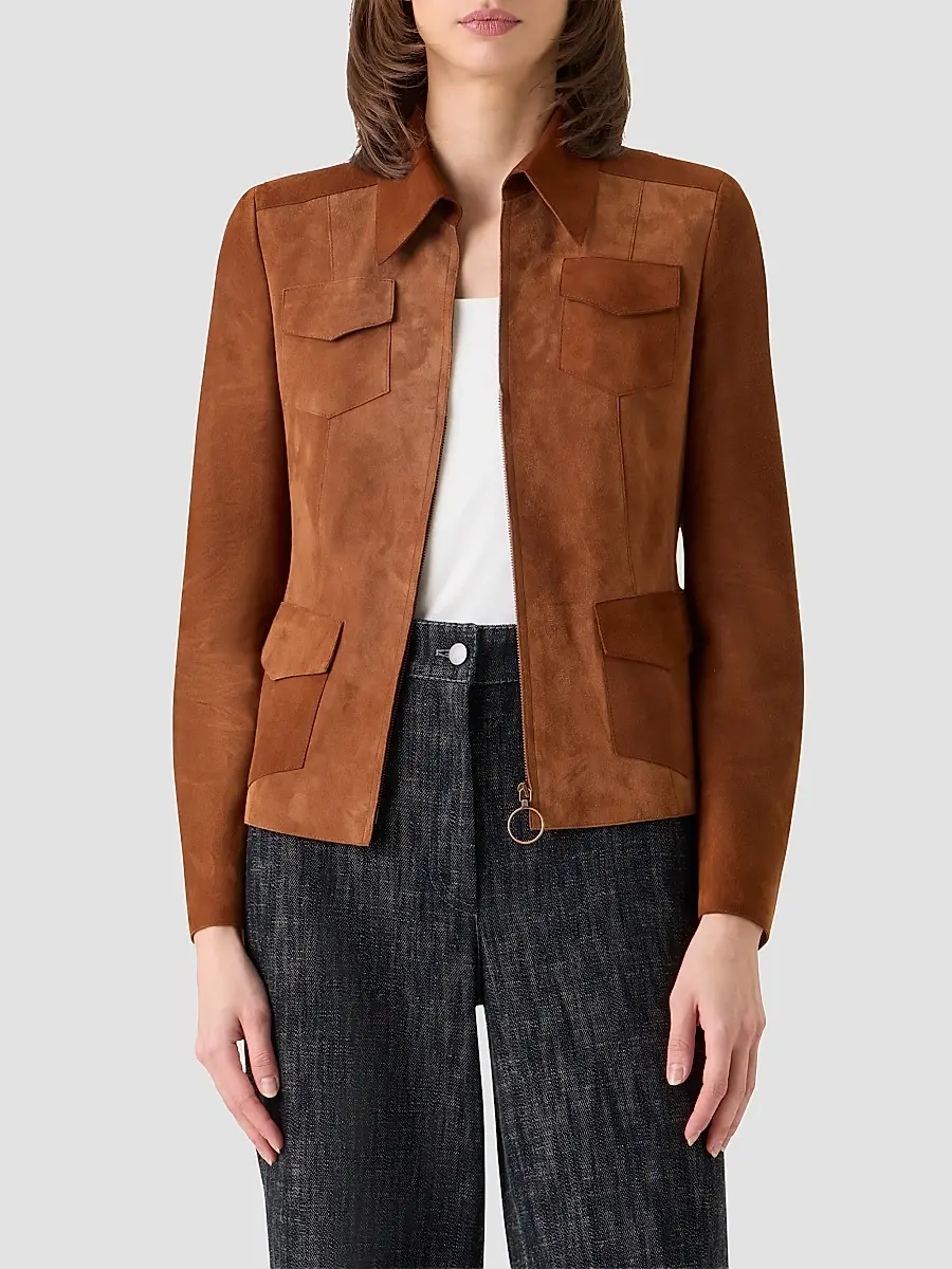 Akris punto Women's Point Collar Suede Jacket | Thumbnail 4