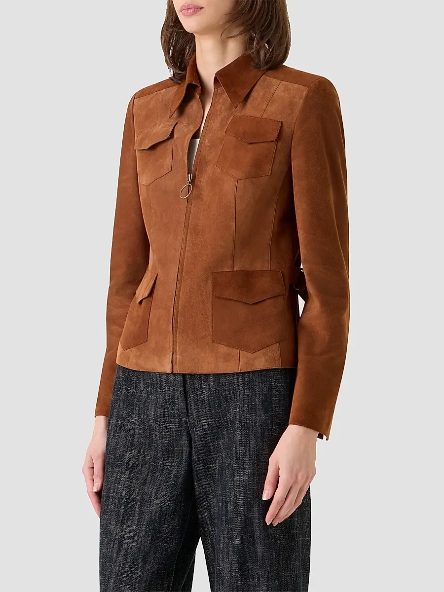 Akris punto Women's Point Collar Suede Jacket | Thumbnail 6