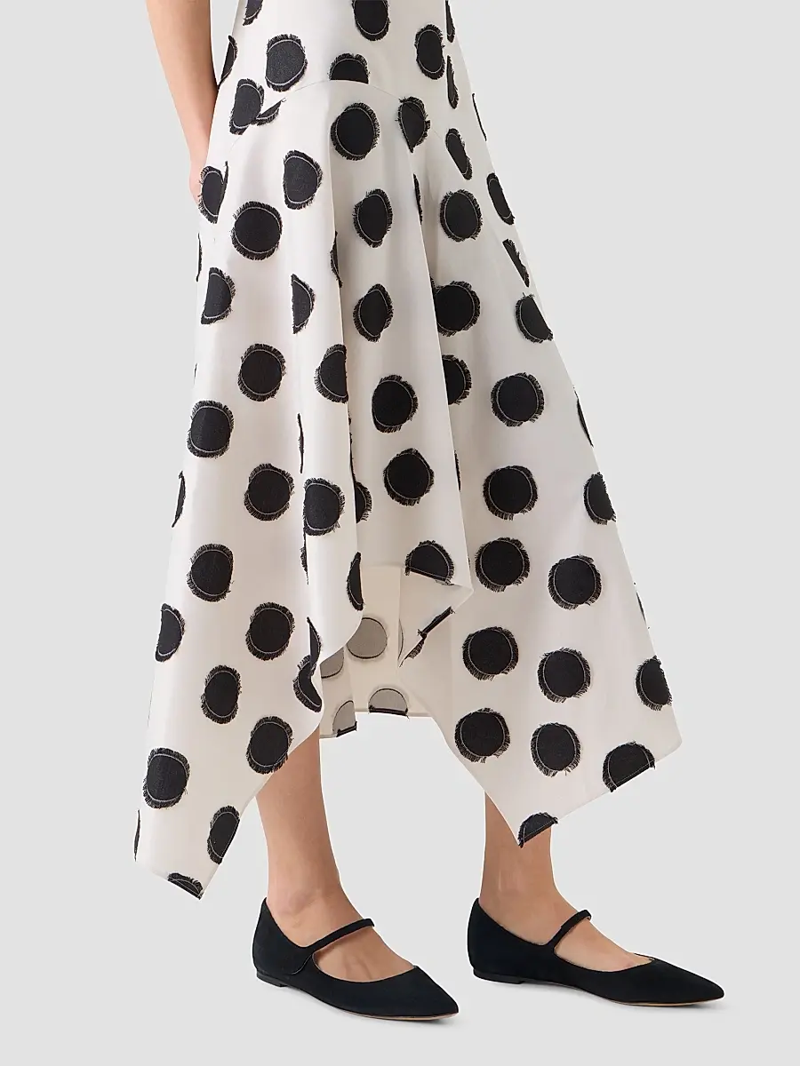 Akris punto Women's Asymmetric Fringed Polka Dot Midi Dress | Thumbnail 6