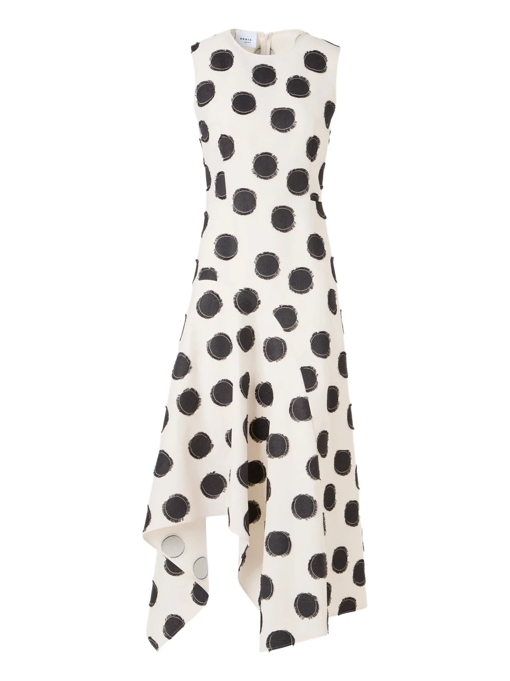 Women's Asymmetric Fringed Polka Dot Midi Dress Women's Asymmetric Fringed Polka Dot Midi Dress