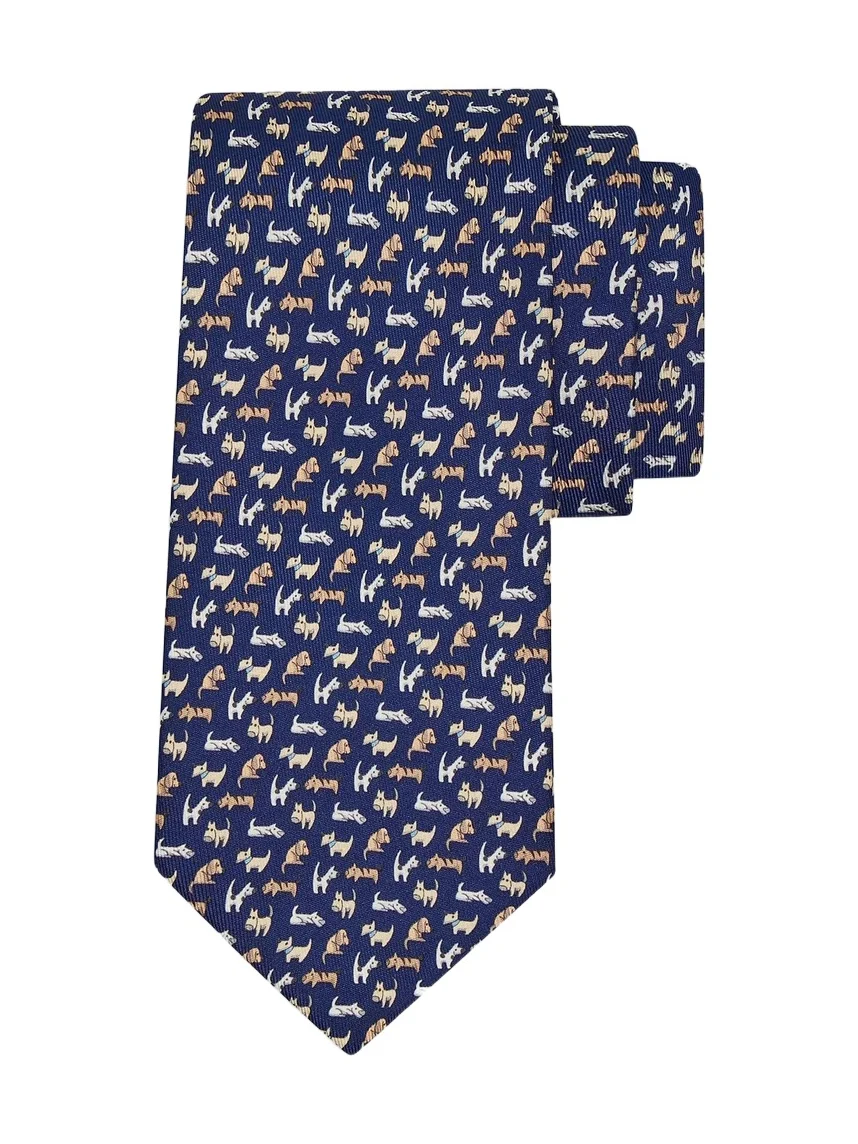 Ferragamo Men's Dogs Print Silk Tie
