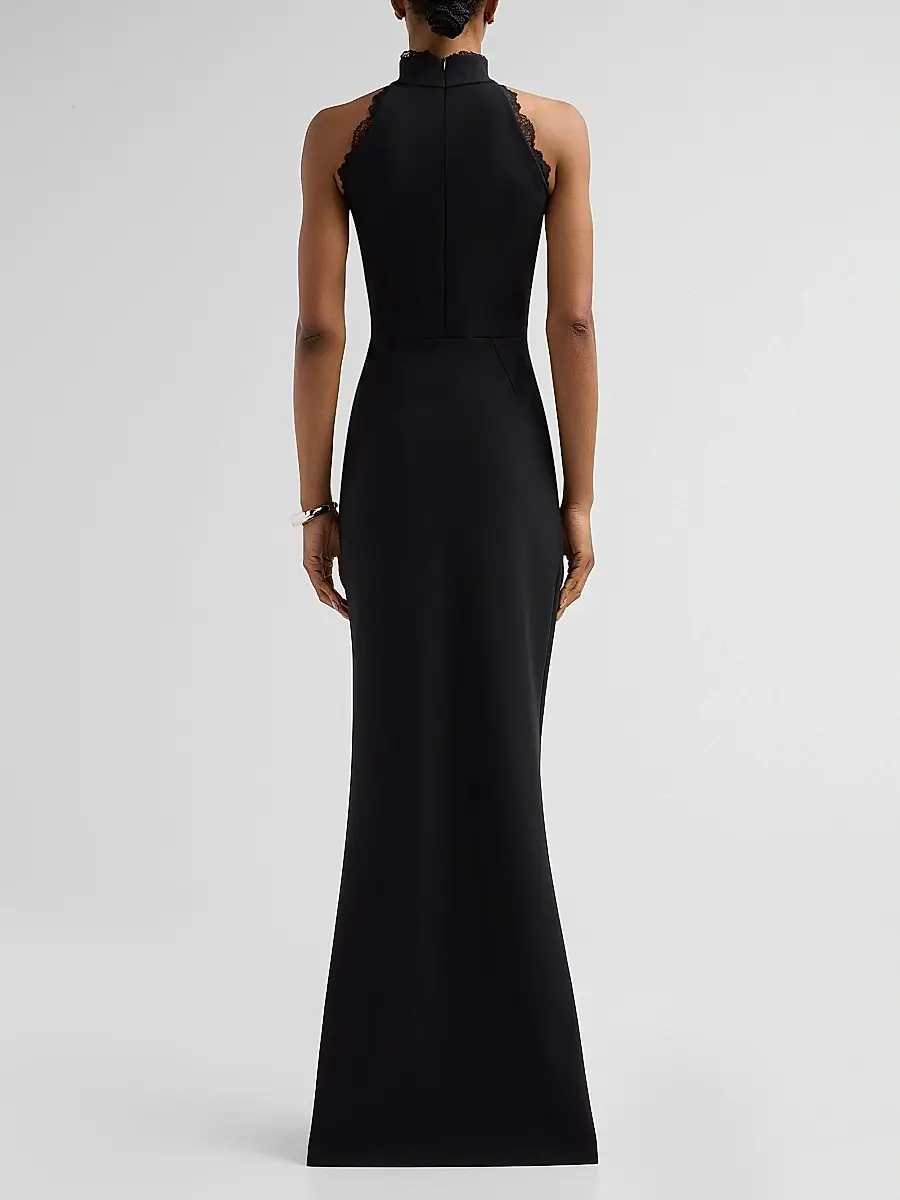 Chiara Boni La Petite Robe Women's Kyomi Lace-Trim Draped Gown | Thumbnail 3 Chiara Boni La Petite Robe Women's Kyomi Lace-Trim Draped Gown | Thumbnail 3