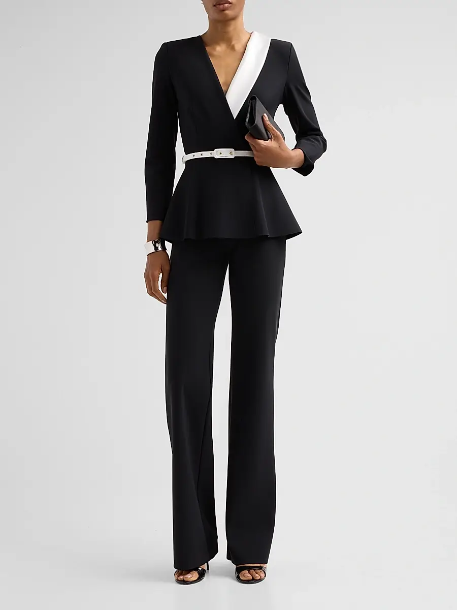Chiara Boni La Petite Robe Women's Hollis Mix Media Peplum Jumpsuit | Thumbnail 2 Chiara Boni La Petite Robe Women's Hollis Mix Media Peplum Jumpsuit | Thumbnail 2