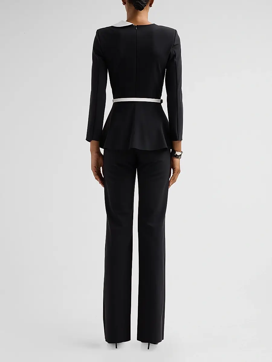 Chiara Boni La Petite Robe Women's Hollis Mix Media Peplum Jumpsuit | Thumbnail 3 Chiara Boni La Petite Robe Women's Hollis Mix Media Peplum Jumpsuit | Thumbnail 3