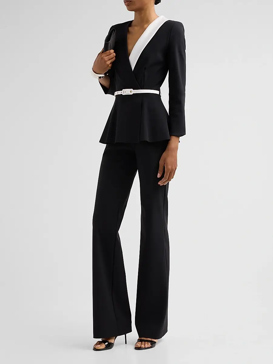 Chiara Boni La Petite Robe Women's Hollis Mix Media Peplum Jumpsuit | Thumbnail 4 Chiara Boni La Petite Robe Women's Hollis Mix Media Peplum Jumpsuit | Thumbnail 4
