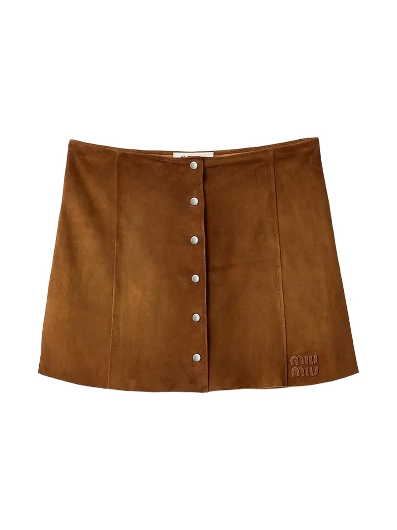 Miu Miu Women's Waxed Suede Mini-Skirt