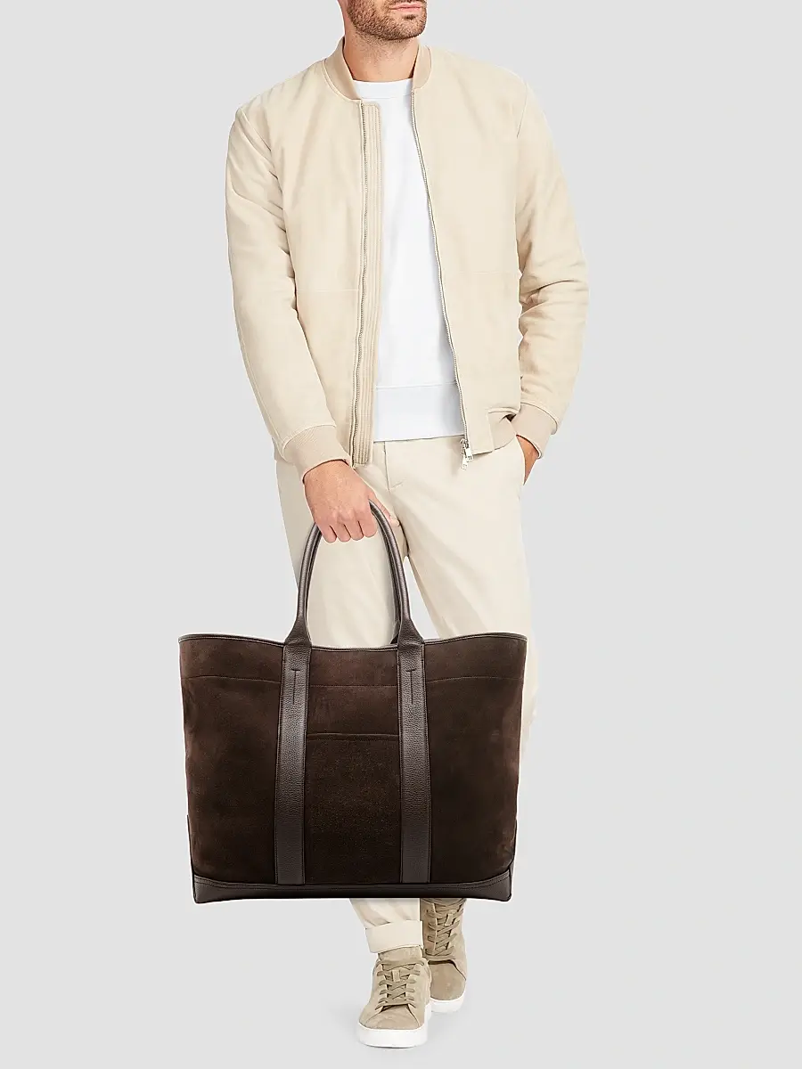 Tom Ford Men's Large Suede Tote Bag | Thumbnail 2 Tom Ford Men's Large Suede Tote Bag | Thumbnail 2