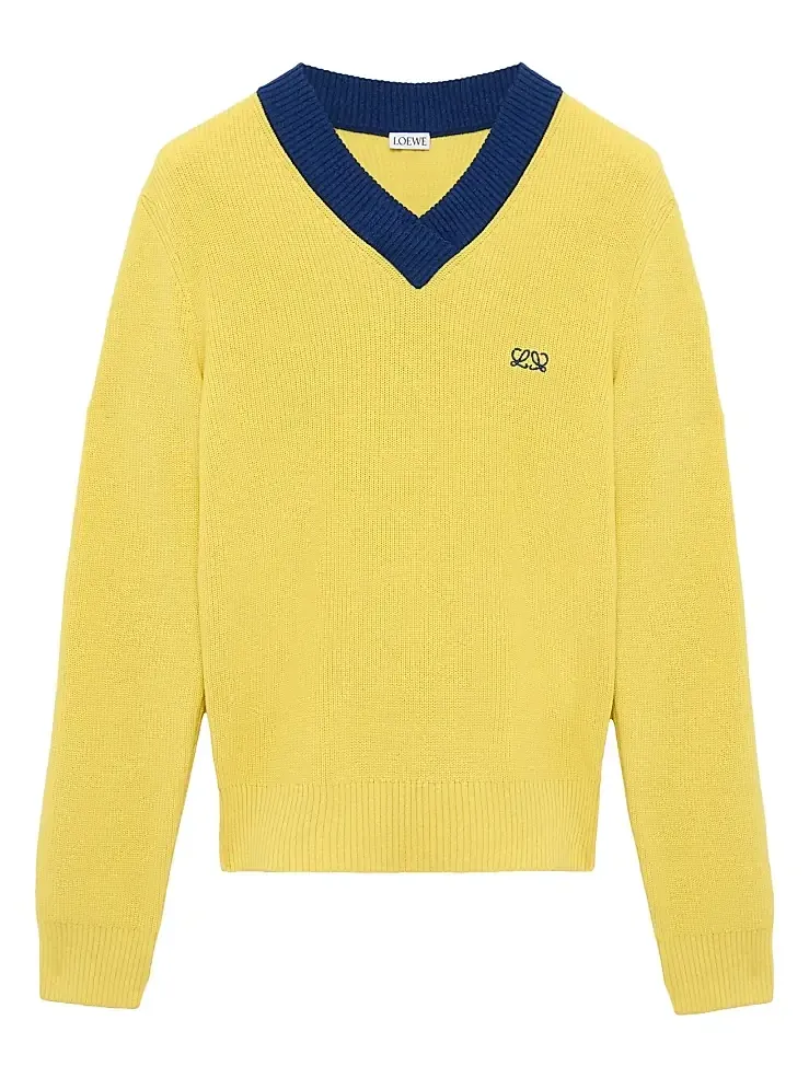 Women's Logo Cotton & Wool-Blend V-Neck Sweater