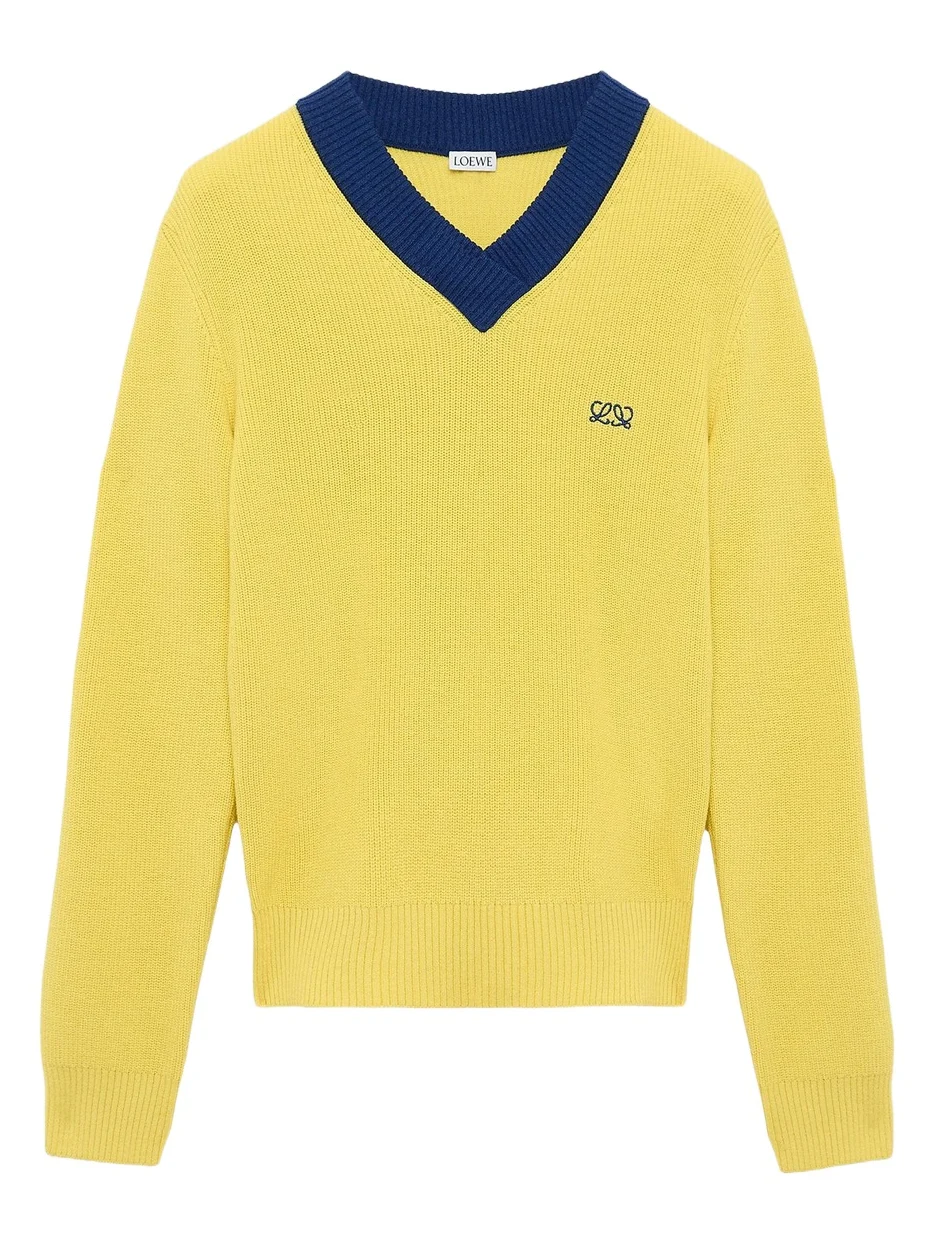 Women's Logo Cotton & Wool-Blend V-Neck Sweater Women's Logo Cotton & Wool-Blend V-Neck Sweater
