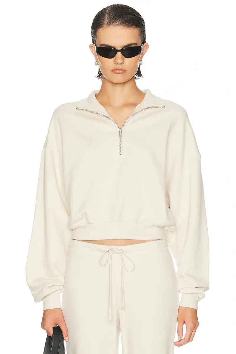 Skims Drapey French Terry Half Zip Pullover Sweatshirt | Image 1 Skims Drapey French Terry Half Zip Pullover Sweatshirt | Image 1