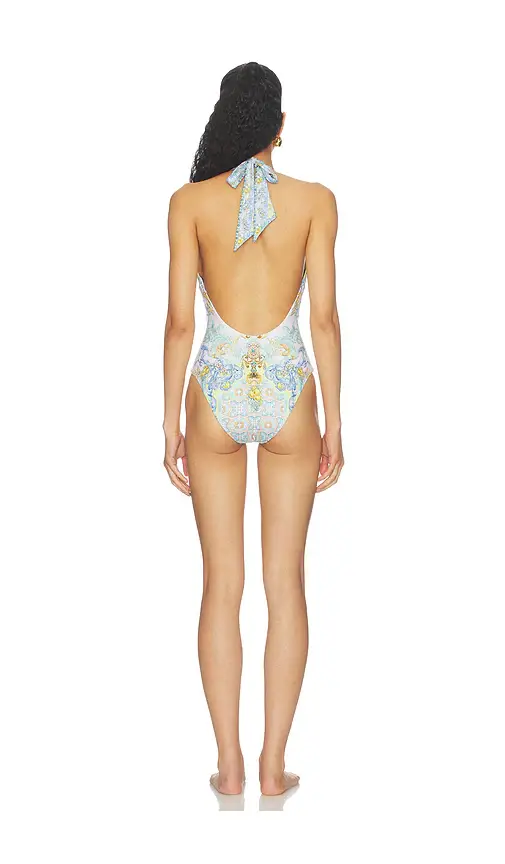 Camilla Plunge Halter One Piece With Bar Front Trim | Thumbnail 3 Camilla Plunge Halter One Piece With Bar Front Trim | Thumbnail 3