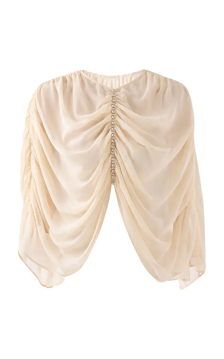 The New Arrivals Ilkyaz Ozel Nour Crystal Chiffon Cape Top | Image 1 The New Arrivals Ilkyaz Ozel Nour Crystal Chiffon Cape Top | Image 1
