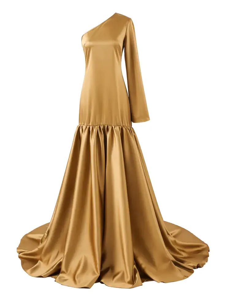 Ecliptia One-Shoulder Satin Maxi Dress