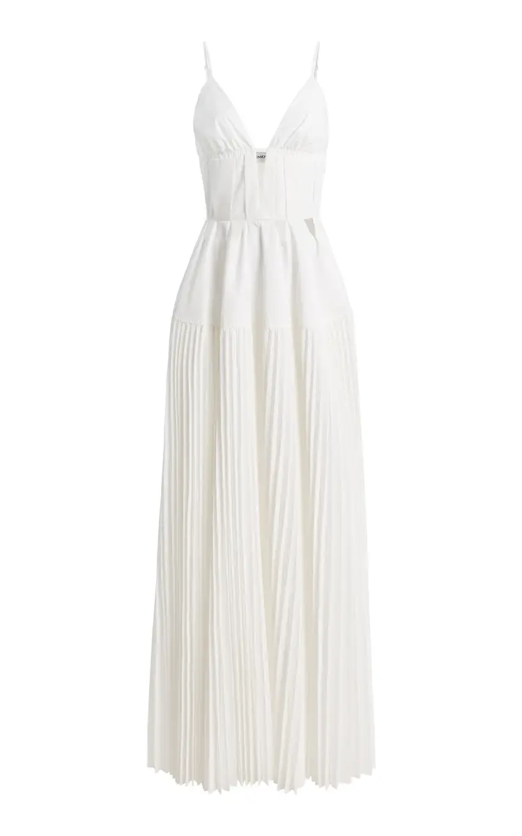 Simkhai Selene Pleated Crepe Maxi Dress | Image 1 Simkhai Selene Pleated Crepe Maxi Dress | Image 1