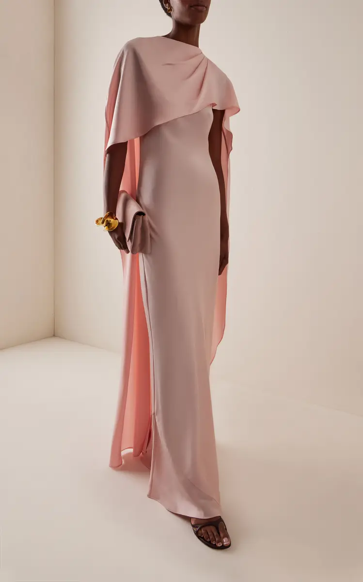 Simkhai Izel Crepe Cape Gown | Thumbnail 2 Simkhai Izel Crepe Cape Gown | Thumbnail 2