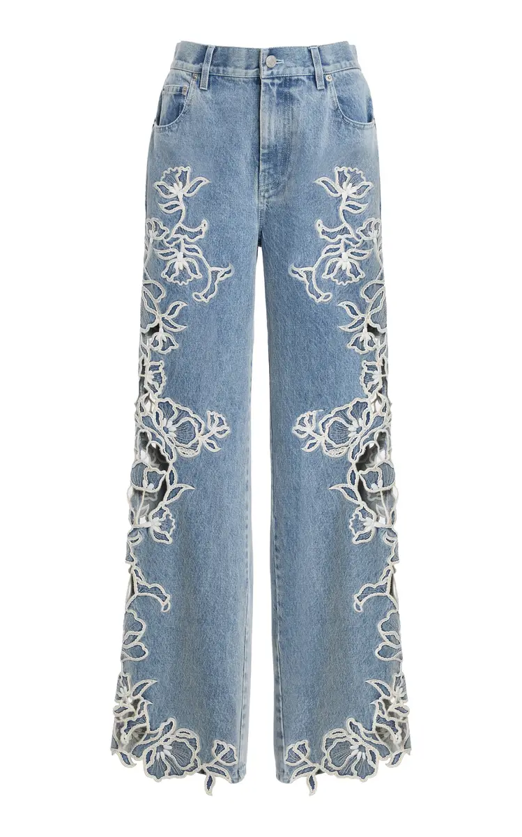Simkhai Porter Rigid Mid-Rise Wide-Leg Jeans | Image 1 Simkhai Porter Rigid Mid-Rise Wide-Leg Jeans | Image 1