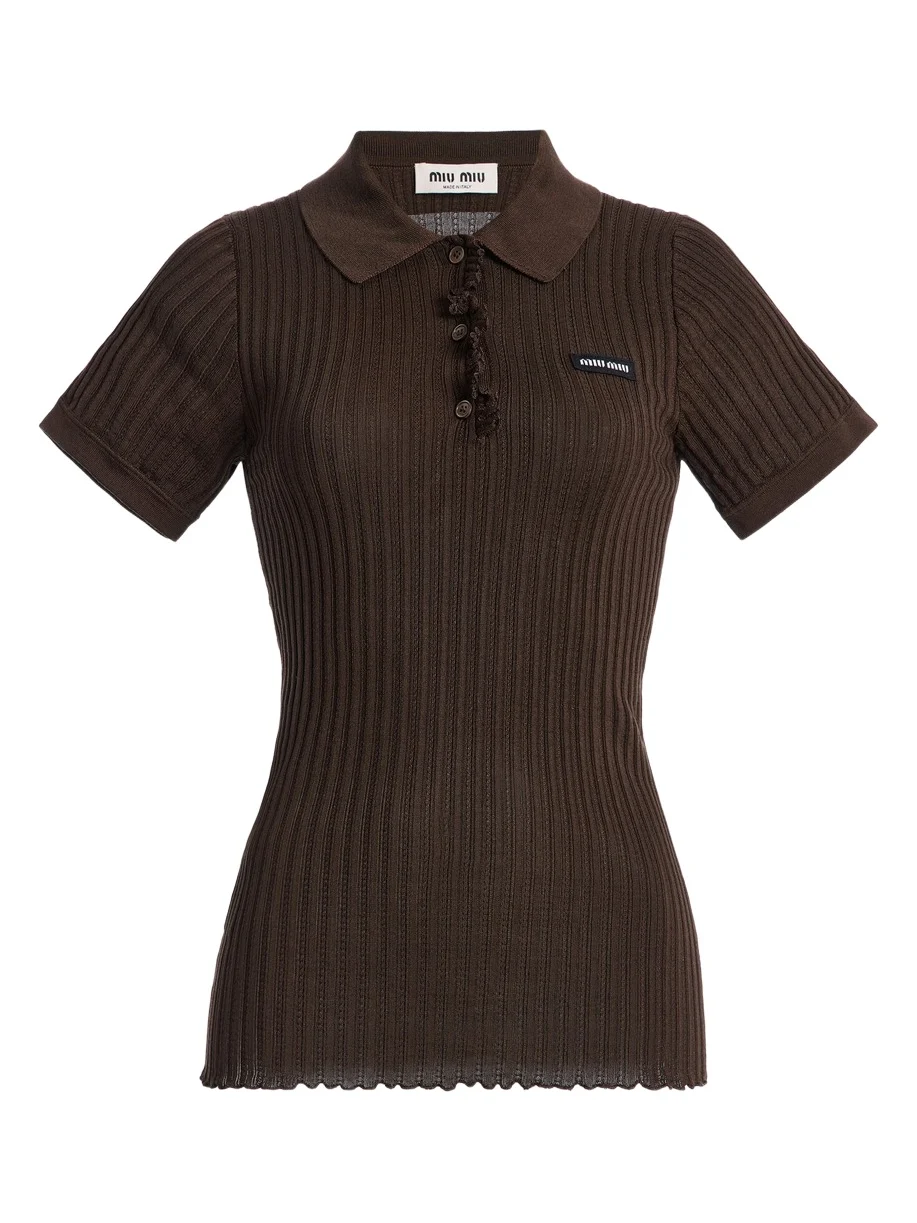 Ribbed-Knit Silk-Blend Polo Ribbed-Knit Silk-Blend Polo