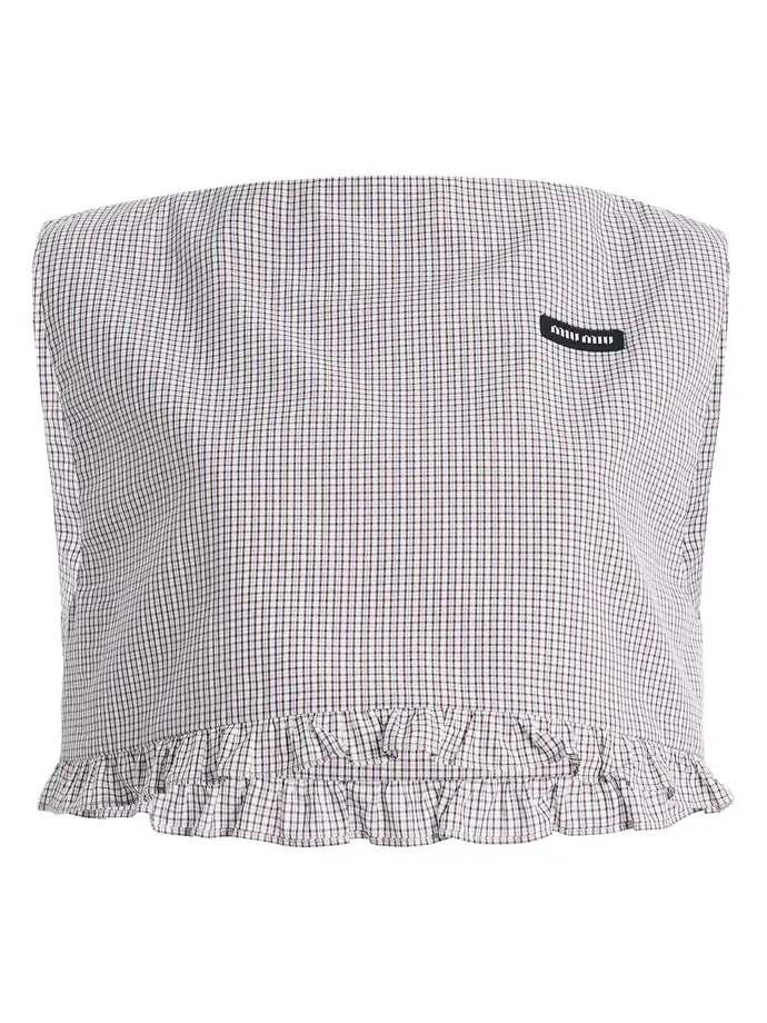 Checkered Cropped Cotton Top Checkered Cropped Cotton Top