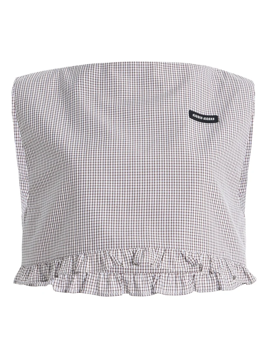 Checkered Cropped Cotton Top