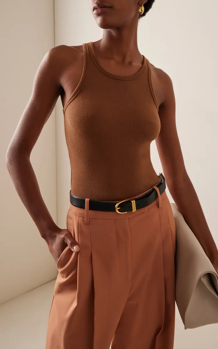 ÉTERNE High-Neck Fitted Jersey Tank Top | Thumbnail 2 ÉTERNE High-Neck Fitted Jersey Tank Top | Thumbnail 2