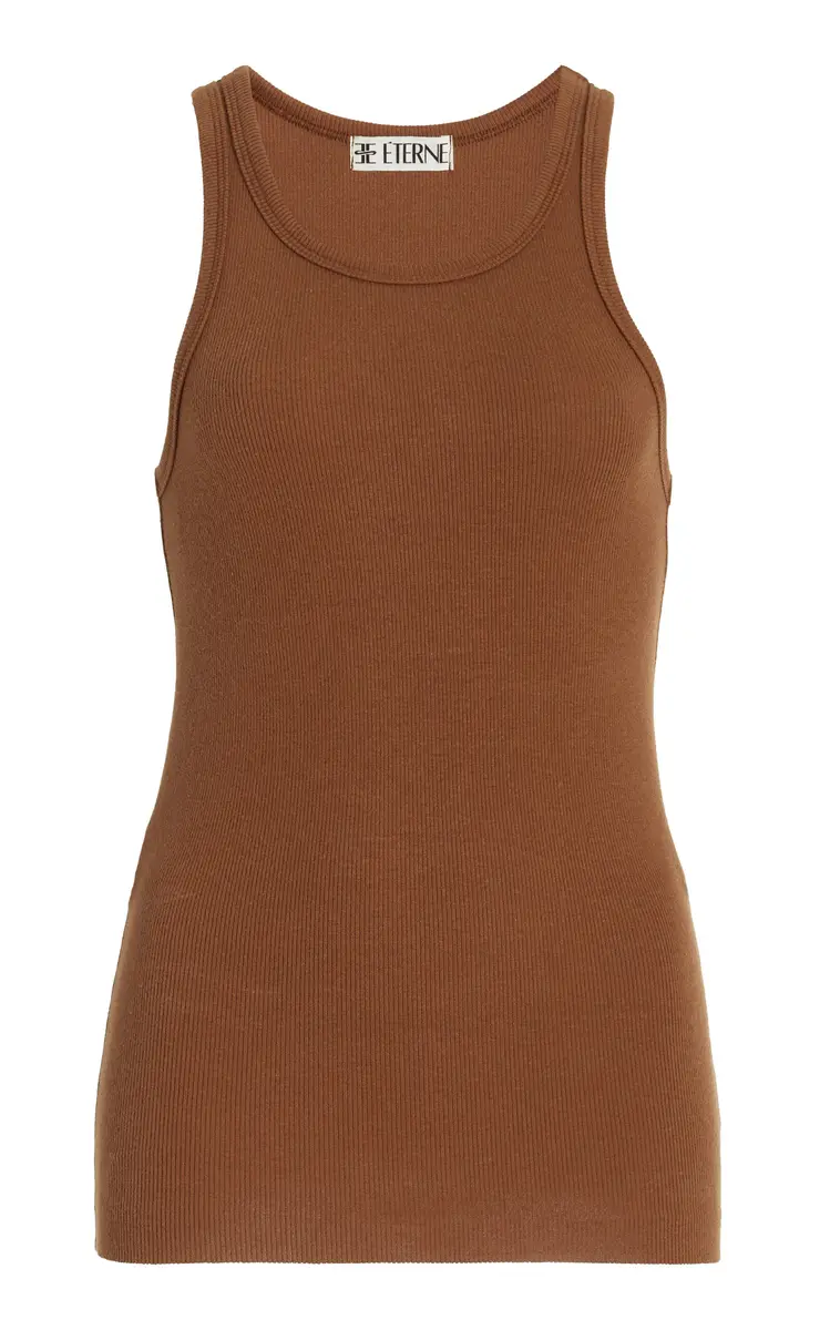 ÉTERNE High-Neck Fitted Jersey Tank Top | Thumbnail 6 ÉTERNE High-Neck Fitted Jersey Tank Top | Thumbnail 6