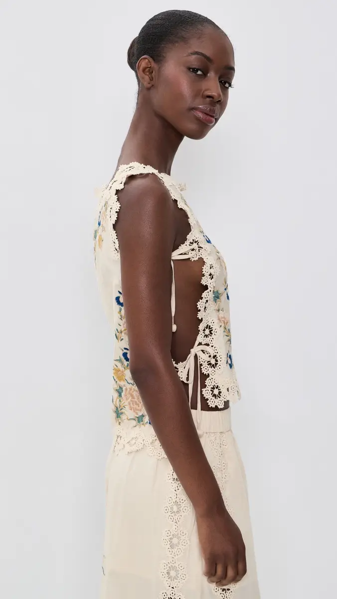 Sea Adonna Embroidered Sleeveless Top | Thumbnail 4