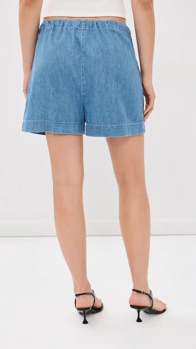Another Tomorrow Chambray Drawstring Shorts | Thumbnail 3 Another Tomorrow Chambray Drawstring Shorts | Thumbnail 3