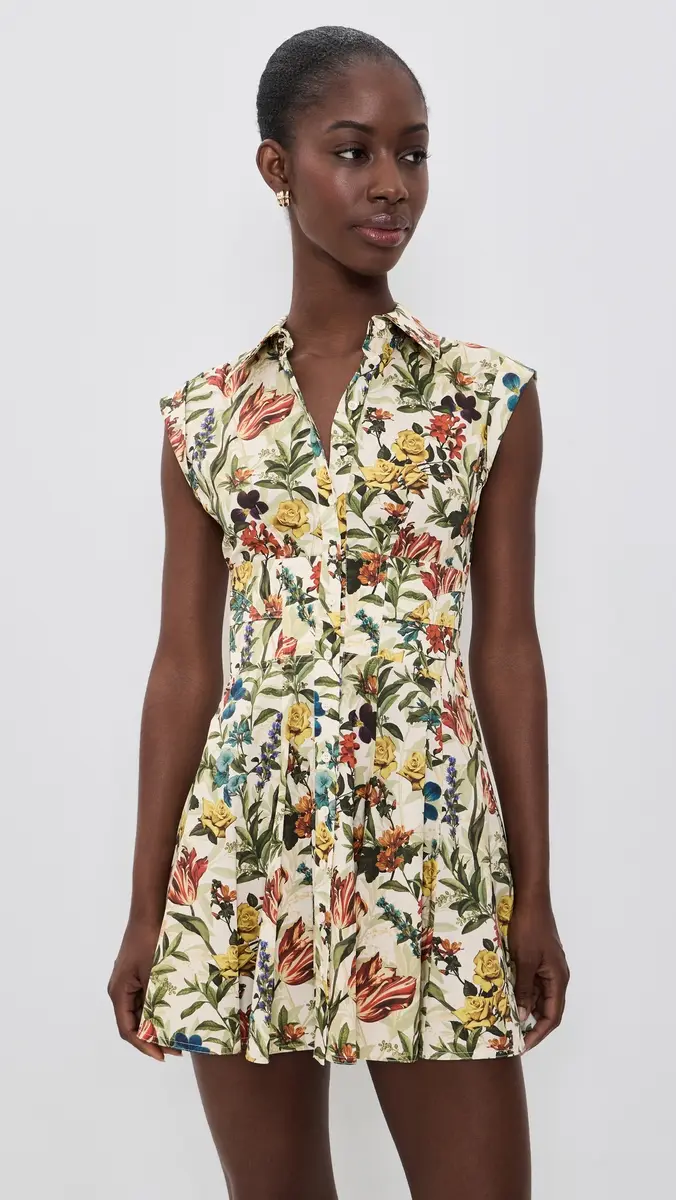 Alice + Olivia Kim Paneled Corset Flared Mini Shirt Dress | Thumbnail 2 Alice + Olivia Kim Paneled Corset Flared Mini Shirt Dress | Thumbnail 2
