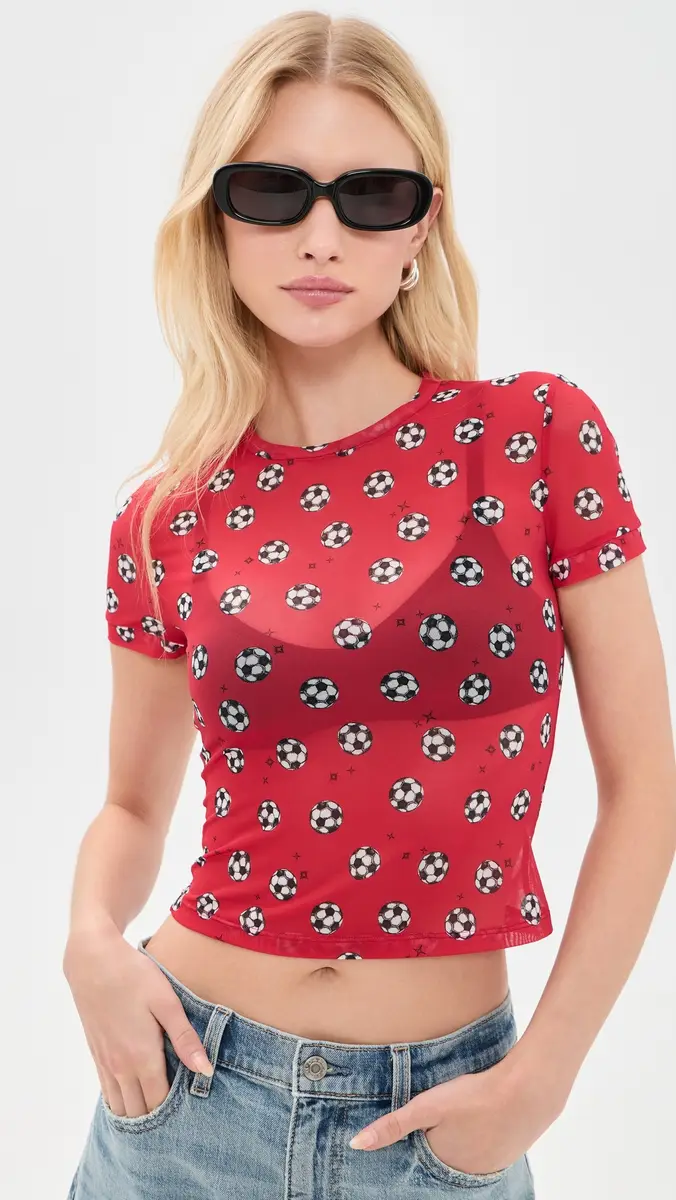 Alice + Olivia Tess Crew Baby Tee | Thumbnail 2 Alice + Olivia Tess Crew Baby Tee | Thumbnail 2