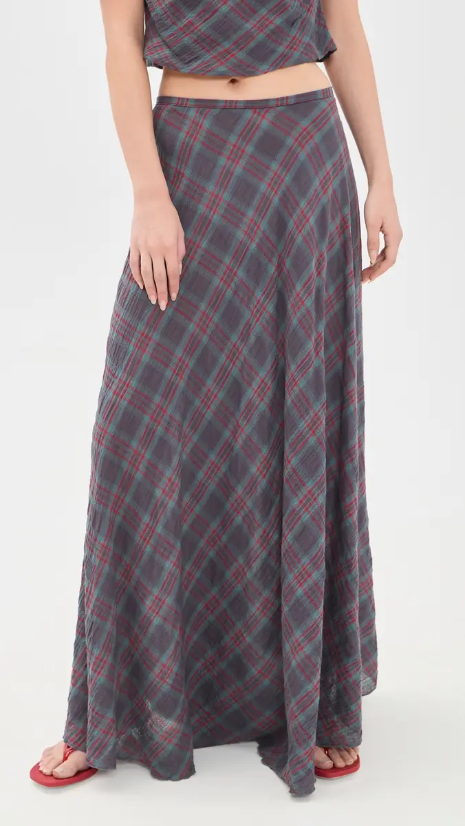 LIONESS Halcyon Maxi Skirt Jade Plaid | Thumbnail 2 LIONESS Halcyon Maxi Skirt Jade Plaid | Thumbnail 2