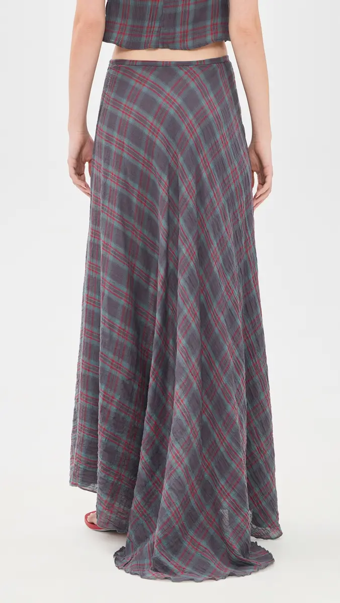 LIONESS Halcyon Maxi Skirt Jade Plaid | Thumbnail 3 LIONESS Halcyon Maxi Skirt Jade Plaid | Thumbnail 3