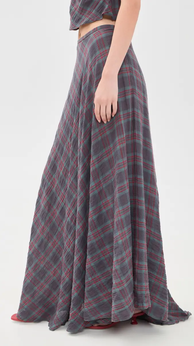 LIONESS Halcyon Maxi Skirt Jade Plaid | Thumbnail 4 LIONESS Halcyon Maxi Skirt Jade Plaid | Thumbnail 4