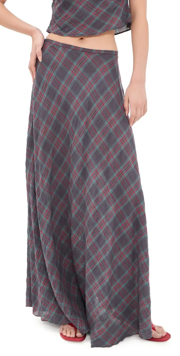 Lioness Halcyon Maxi Skirt Jade Plaid | Image 1 Lioness Halcyon Maxi Skirt Jade Plaid | Image 1